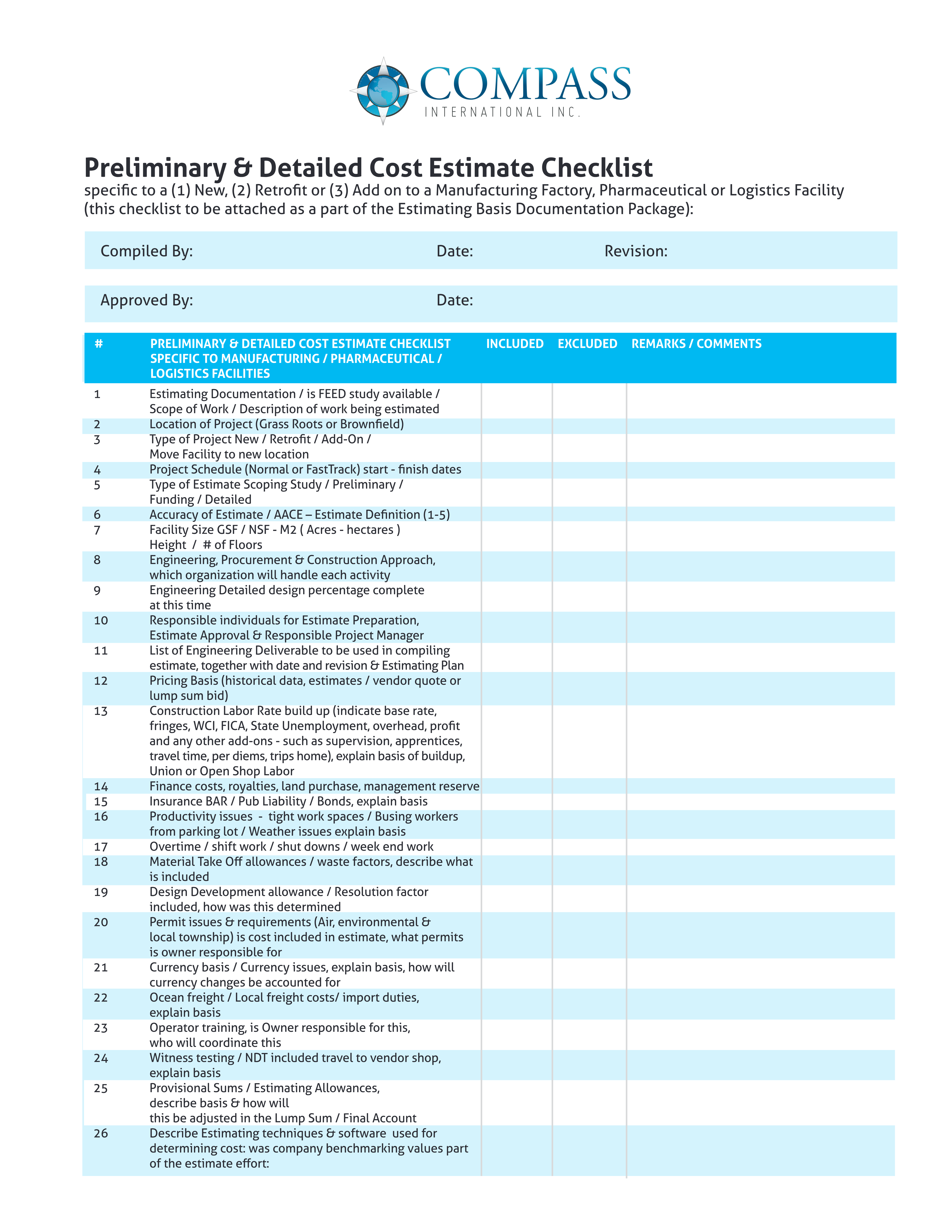 Preliminary & Detailed Cost Estimate Checklist preview
