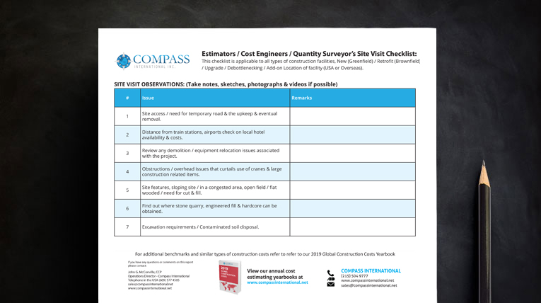 Quantity Surveyors Site Visit Checklist