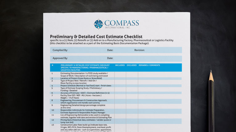 Download of detailed cost estimate checklist